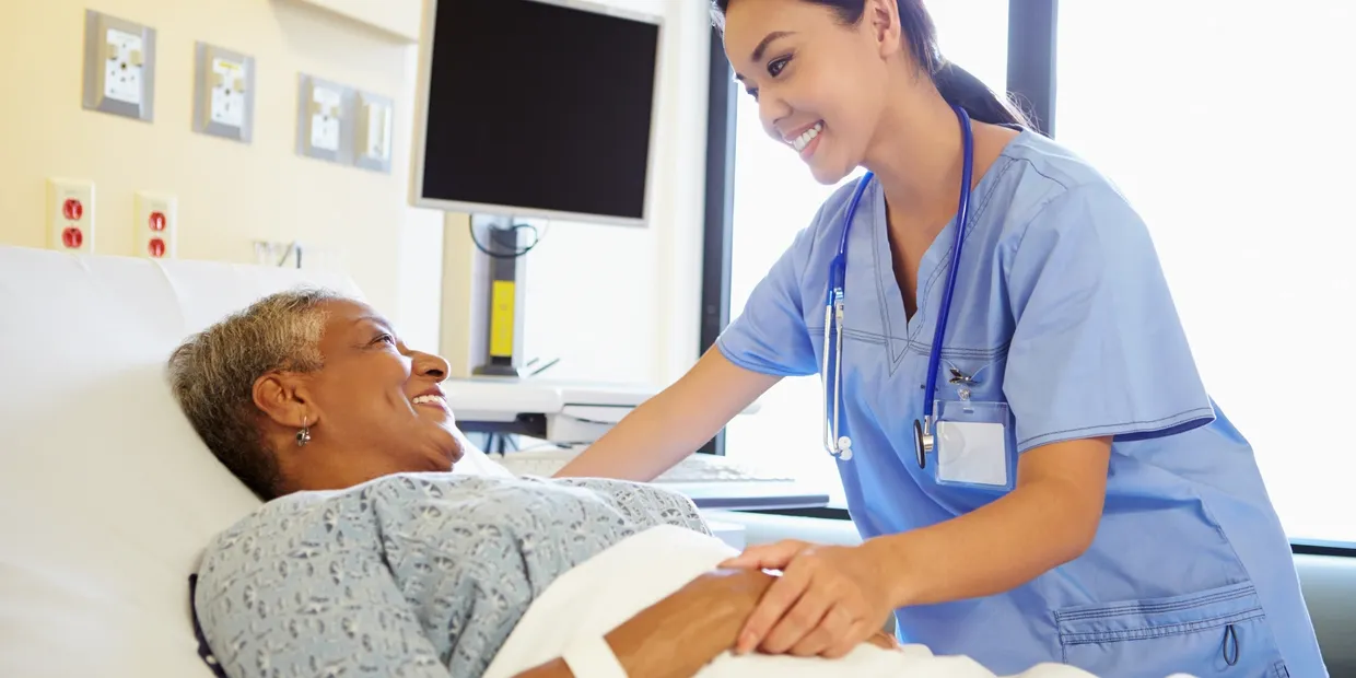 Nurse talking care of patient